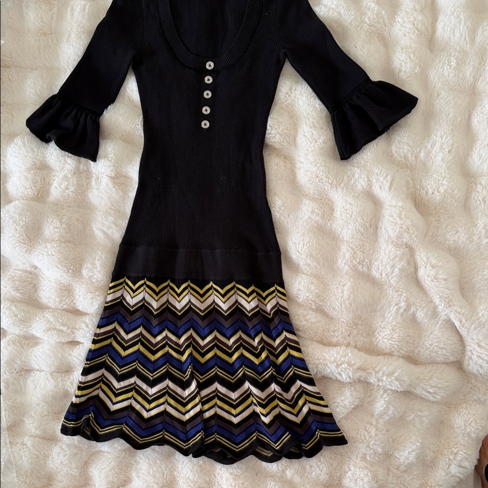 Karen Millen Black Dress with Chevron Pattern